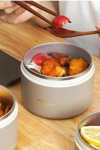 3lü Yemek Kabı Seti - Yalıtım Çantalı - Paslanmaz Çelik Hazneli