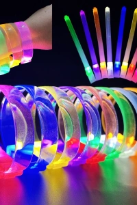 3 Modlu Pilli LED Işıklı Esnek Parti Bilekliği Pembe