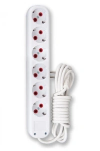 3 Mt. Kablolu 6 lı Topraklı Grup Priz