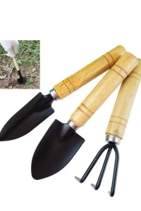 3 Parça Bitki Hobi Seti - Bahçe Saksı Sukulent  Bakım Çapa-Tırmık-Kürek