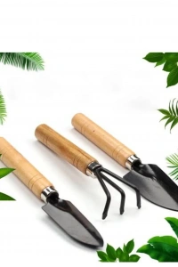 3 Parça Bitki Hobi Seti - Bahçe Saksı Sukulent  Bakım Çapa-Tırmık-Kürek