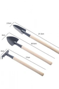 3 Parça Mini Bitki Hobi Seti - Bahçe Saksı Sukulent  Bakım Çapa-Tırmık-Kürek