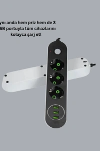 3 USB Portlu Üçlü Priz CXE103