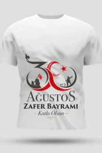 30 Ağustos Zafer Bayramı Baskılı Oversize Bisiklet Yaka T-shirt