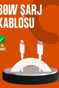 30W Type-C Lightning Hızlı Şarj Kablosu 1.2m iPhone Uyumlu
