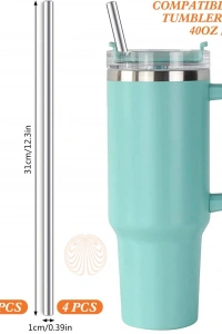 31 cm Ekstra Uzun Paslanmaz Çelik Pipet Seti – 3 Parça (Eğri + Düz + Fırça)