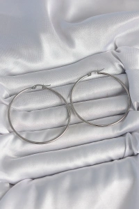 316 Çelik Gümüş Renk 53 mm Halka Model Kadın Küpe