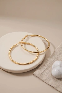 316L Çelik Gold Renk 46 mm Halka Küpe