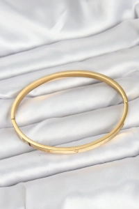 316L Çelik Gold Renk 65 mm İnce Kadın Kelepçe Bileklik