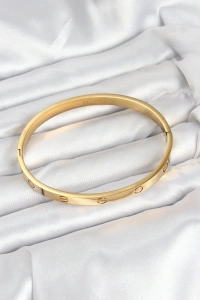 316L Çelik Gold Renk 65 mm Kadın Kelepçe Bileklik