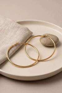 316L Çelik Gold Renk 66 mm Halka Küpe