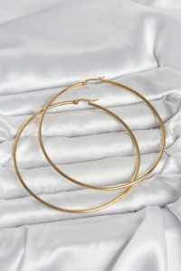 316L Çelik Gold Renk 80 mm Kadın Halka Küpe