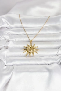 316L Çelik Gold Renk Bohem Güneş Model Kadın Kolye