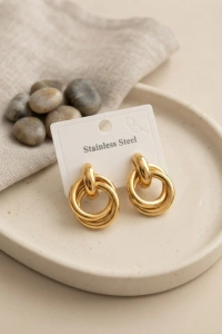 316L Çelik Gold Renk Halka Model Küpe