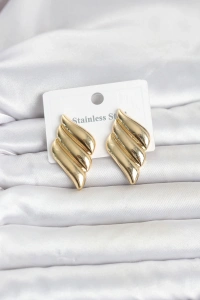 316L Çelik Gold Renk Motif Model Kadın Küpe