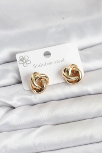 316L Çelik Gold Renk Sarmal Model Kadın Küpe