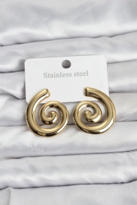 316L Çelik Gold Renk Sarmal Modelli Kadın Küpe