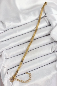 316L Çelik Gold Renk Yassı Zincir Model Kadın Bileklik