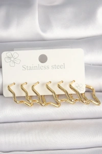 316L Çelik Gold Renk Yıldız Model Kadın Küpe Seti