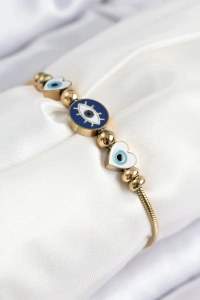 316L Çelik Göz Charm Model Gold Renk Kadın Bileklik