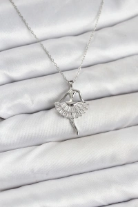 316L Çelik Gümüş Renk Balerin Model Kadın Kolye