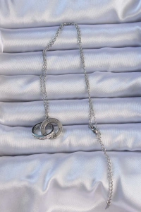 316L Çelik Gümüş Renk Zirkon Taşlı Kolye