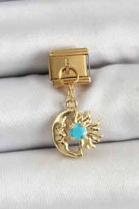 316L Çelik Sallantılı Ay Ve Güneş Model Gold Renk Nomination Charm