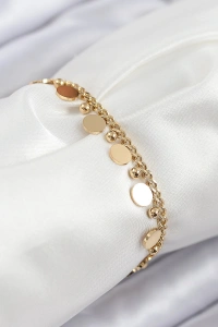 316L Çelik Sıralı Pul Model Gold Renk Kadın Bileklik