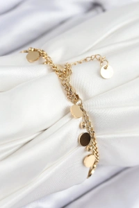 316L Çelik Sıralı Pul Model Gold Renk Kadın Bileklik