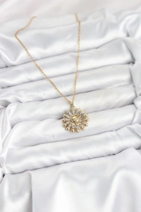 316L Çelik Zincir Gold Renk Güneş Model Kadın Kolye