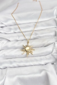 316L Çelik Zincir Gold Renk Güneş Model Kadın Kolye