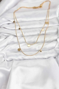 316L Çelik Zincir Gold Renk Pullu Kadın Kolye