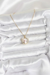 316L Çelik Zincir Gold Zirkon Taşlı Yılbaşı Temalı Kadın Kolye