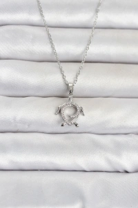 316L Çelik Zincir Gümüş Renk Caretta Caretta Model Kadın Kolye
