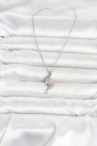 316L Çelik Zincir Gümüş Renk Flamingo Model Kadın Kolye