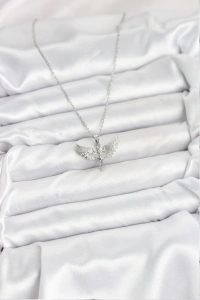 316L Çelik Zincir Gümüş Renk Melek Model Kadın Kolye