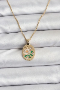 316L Çelik Zincir Papatya Figürlü Kadın Kolye