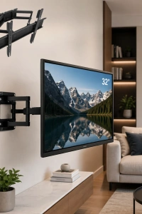 32 55 İnç Hareketli TV Askı Aparatı Duvar Tipi Döner Eğimli Televizyon Askısı