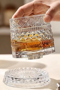 360 Derece Dönen Bardak - 280 ml - Kristal Cam