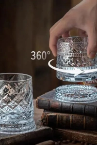 360 Derece Dönen Bardak - 280 ml - Kristal Cam