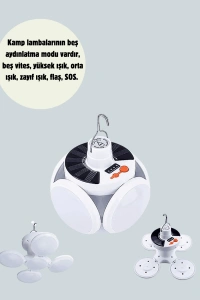 360 Derece Katlanabilir Solar LED Aydınlatma Çadır Lambası