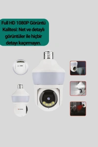 360° Full HD Wi-Fi Akıllı Ampül Kamera Gece Görüşlü