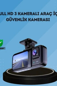 360° Kapsama Sahip Full HD Araç Kamerası 3’lü Kayıt Gece Görüşlü DashCam