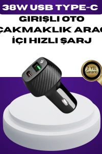 38W Çift Çıkışlı Araç Şarj Cihazı – Type-C ve USB PD Destekli