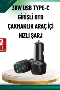 38W Çift Çıkışlı Araç Şarj Cihazı – Type-C ve USB PD Destekli