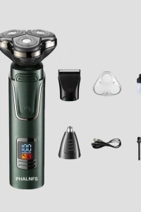 3D Akıllı Kesim Teknolojili Şarjlı Tıraş Seti – 3 Başlıklı, Paslanmaz Çelik Bıçaklı