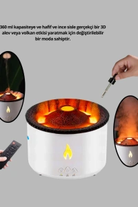 3D Alev Işıklı Aromaterapi Makinesi – 360 ml Su Kapasiteli Sessiz Difüzör