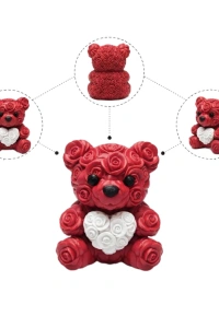 3D Baskı Kalpli Ayıcık 10cm Romantik Masaüstü Dekor