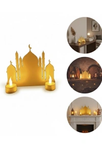 3D Cami Siluet Dekor 2 Pilli Mum Dahil Ramazan Masa Üstü