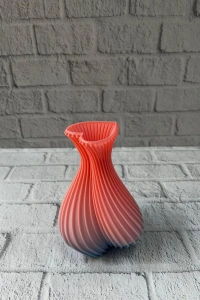 3D Dalga Desenli Kalp Formlu Dekoratif Vazo Pembe 15 cm